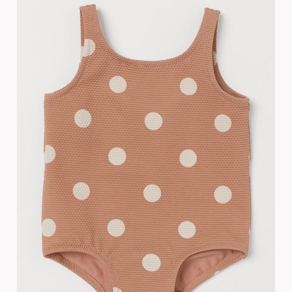 H&M Swim Hm Baby Girl Beige Polka Dot Swimsuit 2 Months Poshmark